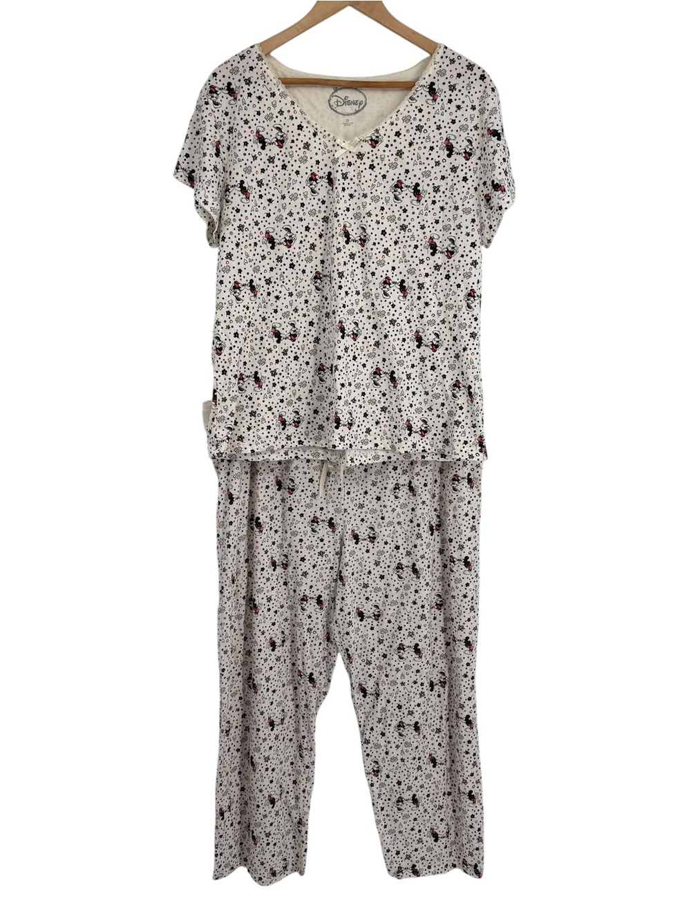 Disney Mickey Minnie Two Piece Pajama Set SIZE 2X Short Sleeves Cotton Polka Dot - Picture 1 of 9